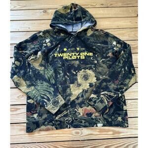 Twenty One Pilots Patterned Logo Hoodie Sweatshirt Size Large Men’s Green